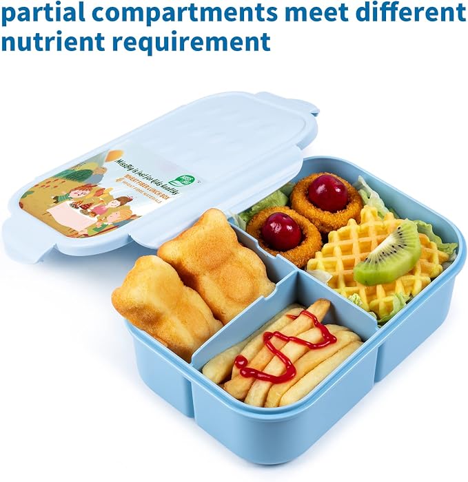 MISS BIG® Large Bento Lunch Box for Adults, 1900ml, 3 Compartments, Blue | Blue 1900ml adult bento lunch box for work lunch, office meal prep, picnic basket, and travel meals.