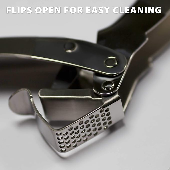 MANNKITCHEN High-Capacity Stainless Steel Double-Lever Garlic Press | Cupless, Open-Flip, Rust-Proof, Easy to Clean, Dishwasher Safe Professional Grade Garlic Press
