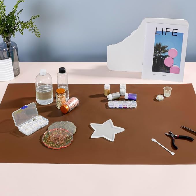 Extra Large Silicone Mat 36" x 24" Heat Resistant Kitchen Counter Table Mat | Place Mats Countertop Protector, Thick Placemats Washable Silicone Mats for Kitchen Counter Dining Table Mat, Brown, SAPID