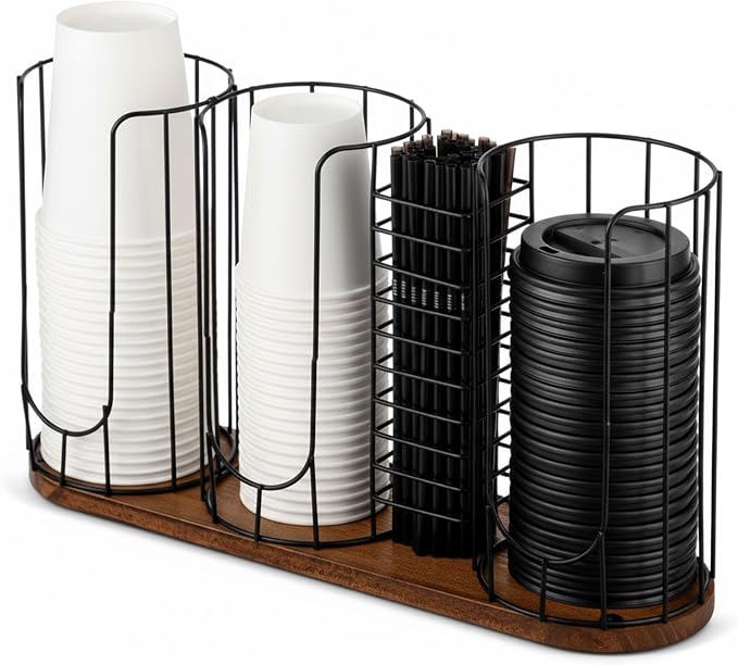 18oz Coffee Cup & Lid Dispenser with Base(4-compartment Single, Color 1)