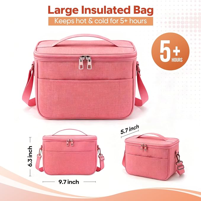 HOMETALL Bento Box Adult with Insulated Lunch Bag - 3 Stackable Leak-Proof Lunch Box Containers for Women & Men - BPA Free Lunchbox with Utensil Set (Spoon, Knife, Fork) for Work, Picnic, Dining Out