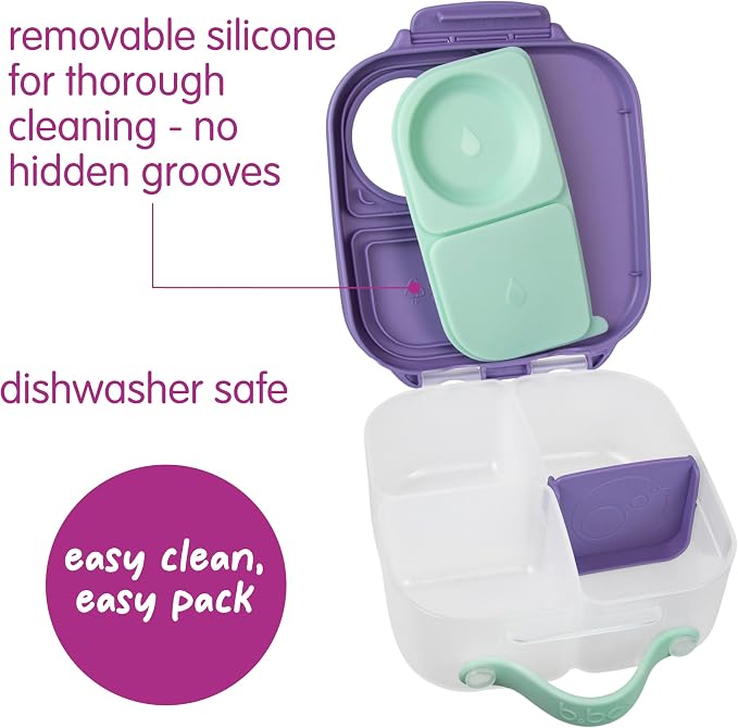 b.box Mini Lunch Box, Snack Containers for Kids, Lunch Box Kids, 4.25 Cup | Bento Box for Kids, Sanck Box, Lunch Containers, Leak Proof, Dishwasher Safe, BPA Free, PFAS Free, Ages 3+ — Lilac Pop