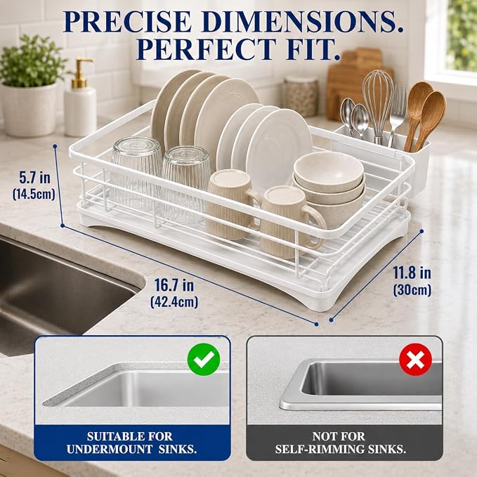 Stainless Steel Dish Drying Rack with Drainboard & Utensil Holder