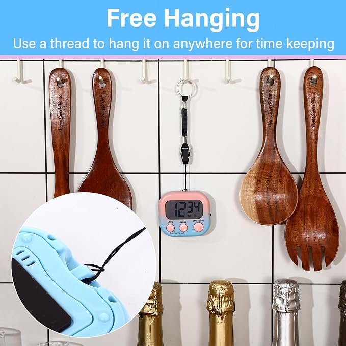 Weewooday 24 Pcs Digital Kitchen Timer Magnetic Timer Bulk On/Off Switch Minute Second Count up Countdown Loud Alarm for Exercise Cook Baking (Gradient Color)