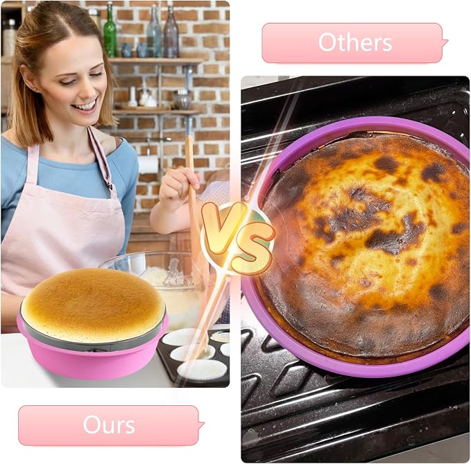 4Pcs Cheesecake Water Bath Pan, Cheesecake Pan Protector Silicone Springform Pan Protector with Cake Release Spatula for 9,9.5,7,8 Inch Round Springform Cake Baking Accessories