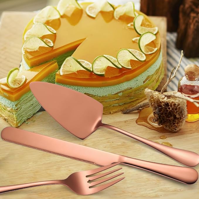 AARAINBOW Exquisite 8-Piece Serving Set, Stainless Steel Utensils With Spoons for Parties, Buffet, Home - Large (8 Rose Golden)