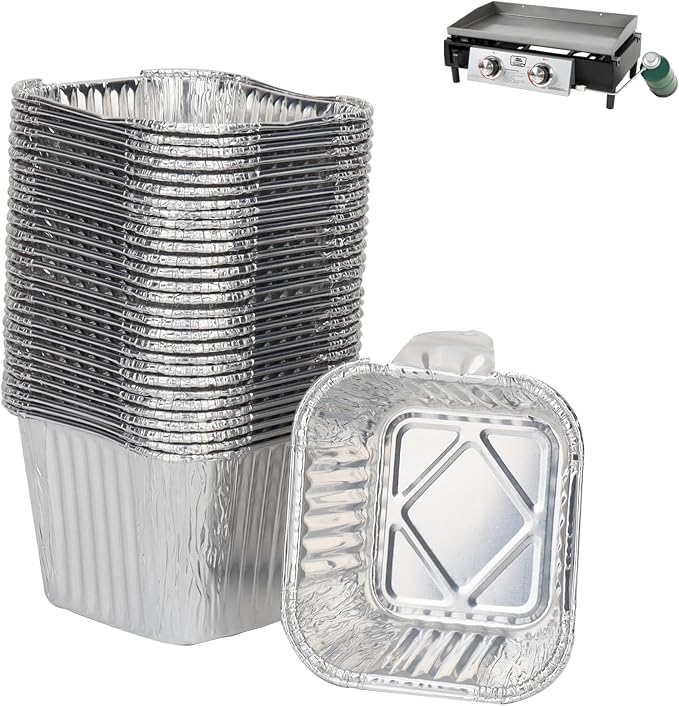 Grease Cup Liners for Razor 1 & 2 Burner GGC2030M GGC2030L Griddle 30-Pack | Grease Catcher Fits Razor GGT2130L GGT2160M GBT1860L parts, for Blackstone 1650 aluminum foil drip pan liners, heatproof