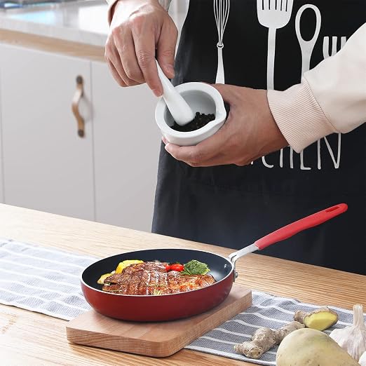 Mortar and Pestle Set (3.2 Inch) | Ceramic stoneware, sturdy, multi-purpose, spice/herb/pill, easy-clean, non-slip, comfy, dishwasher-safe, compact, elegant
