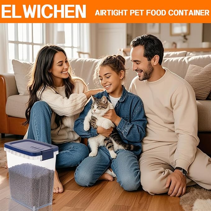 EIwichen Dog and Cat Food Storage Container with Scoop - 5-10 Lbs Pet Food Container with Airtight Lid, Dry Food Bin BPA Free, Kibble Container, for Pet, Cat, Dog, Bird Seed, e
