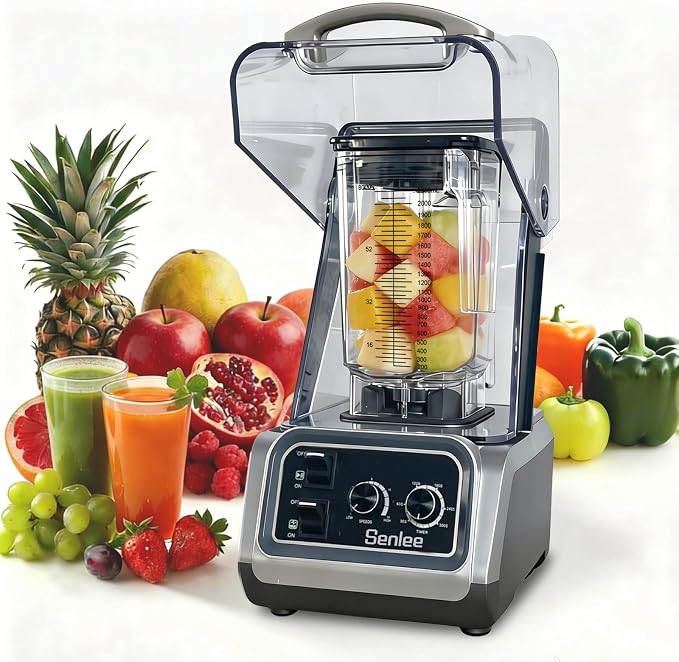 2200W Commercial Blender Quiet Shield Self-Cleaning Ice Crush 80oz Pitcher | 6-Leaf Stainless Steel Blade | Smoothie & Shake Maker for Restaurants, Commercial Kitchens | Heavy-Duty