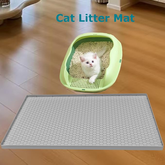 Under Sink Mat 22 x 19, Silicone Under Sink Protector Mat for Kitchen Waterproof, Easy to Clean Bathroom Cabinet Mat Organizers and Storage, Light Grey