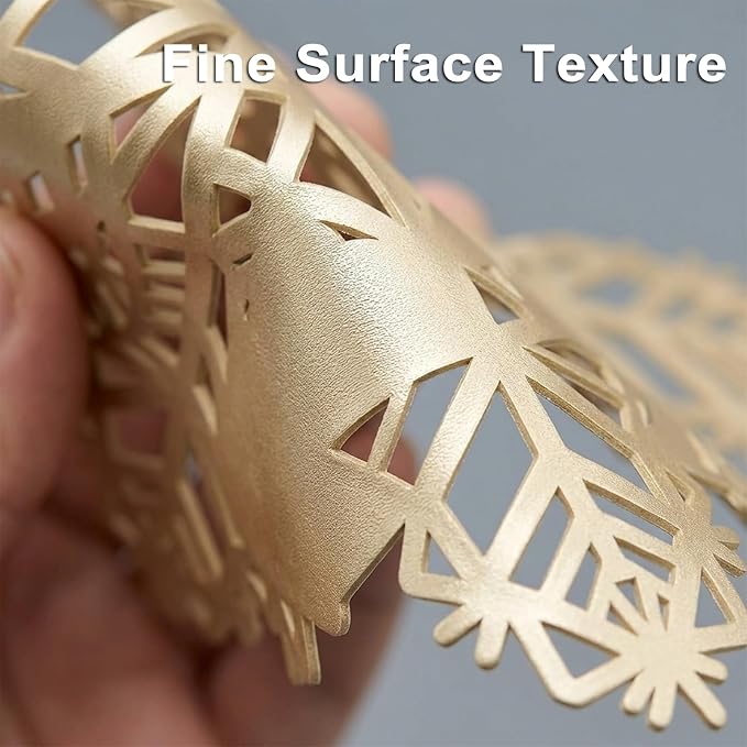 ADRIMER Snowflake Placemats Set of 12, Gold Vinyl Table Mats 15 Inch | Easy to Clean Placemat, Heat Resistant Hollow Wipeable Table Placemats for Thanksgiving Christmas Wedding Holiday Decor