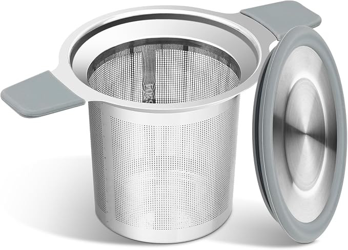 Ohtomber Stainless Steel Fine Mesh Tea Infuser for Loose Leaf Tea | Heat Proof Handles for Safe Grip, Fits Teapots Mugs & Cups, Rust Resistant, Easy to Clean, Versatile Tea Strainer & Diffuser