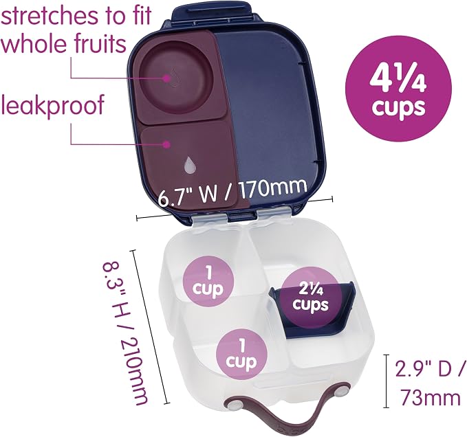 b.box Harry Potter Mini Lunch Box Kids, Snack Containers for Kids, 4.25 Cup | Bento Box for Kids, Perfect 1st Lunch Box, Lunch Containers, Leak Proof, Dishwasher Safe, BPA Free, PFAS Free, Ages 3+