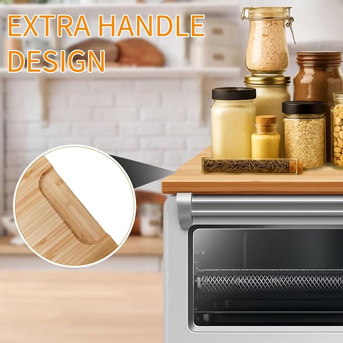 Cutting Board Compatible with Breville BOV900BSS, Emeril Lagasse Everyday 360 & COSORI CO130 Oven, Create Extra Storage & Prevent Cabinets from Heat Damage, Bamboo Top with Non-Slip Feet