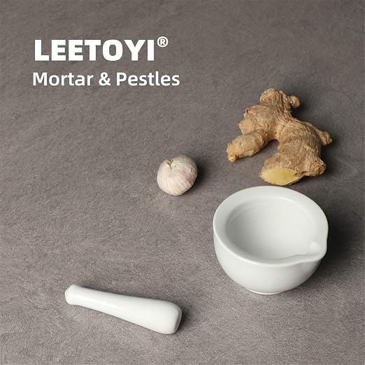 LEETOYI Small Ceramic Mortar Pestle Set, Herb Grinder Pill Crusher 3.3-inch | Ceramic Mortar Pestle Set, Herb Grinder Pill Crusher