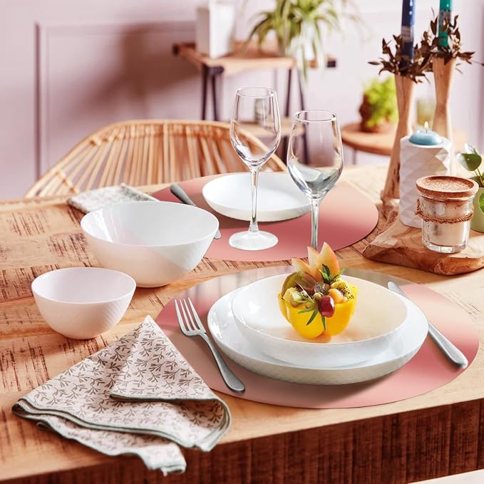 50PCS Round Rose Gold Placemats, Disposable Paper Chargers Plate | 13in Mirrored Rose Gold Paper Placemats for Dining Table, Kitchen, Banquet, Table Setting, Wedding, Birthday, Party