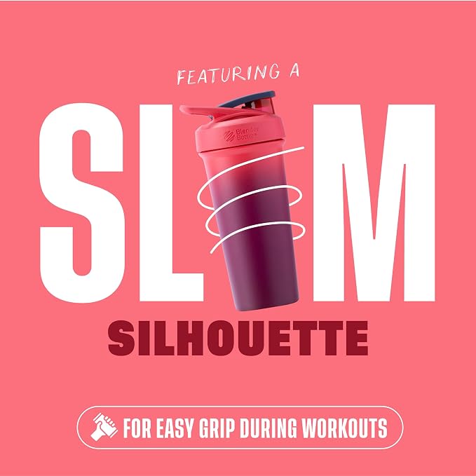 BlenderBottle Sport Sleek Stainless Steel Shaker Bottle 25 oz Sangria Ombre