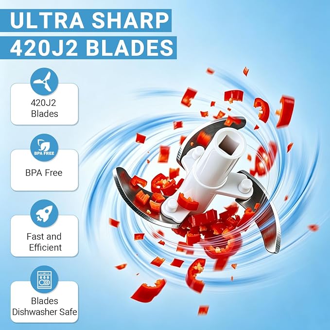 SUSTEAS Manual Food Chopper Pull Chopper with String, Garlic Mincer 650ml | Vegetable Cutter with String Garlic Mincer Onion Cutter for Veggies, Ginger, Salad, Fruits, Nuts, Herbs, etc, Gray