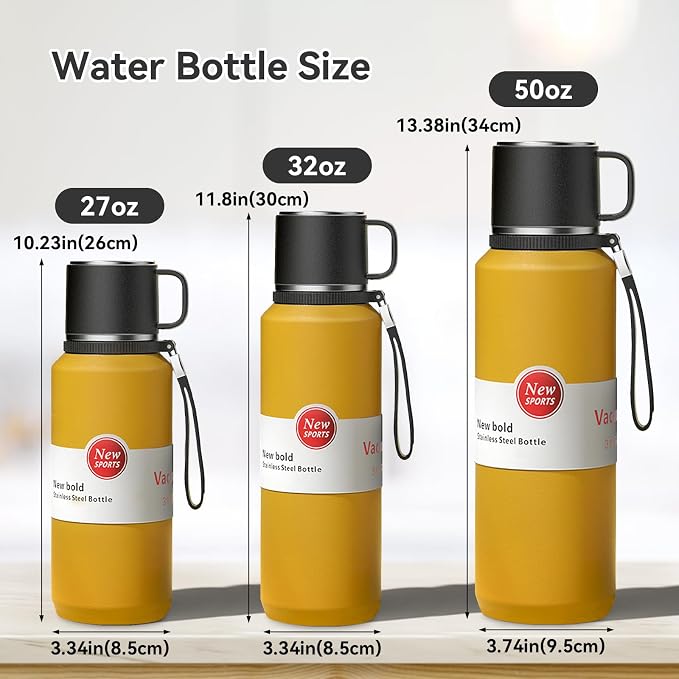 Stainless Steel Insulated Tea Infuser Bottle, Vacuum Insulated Water Bottle, Tea Tumbler with Separate Tea Compartment, 24-Hrs Insulation Commute Travel (Yellow,32oz/1000ml)