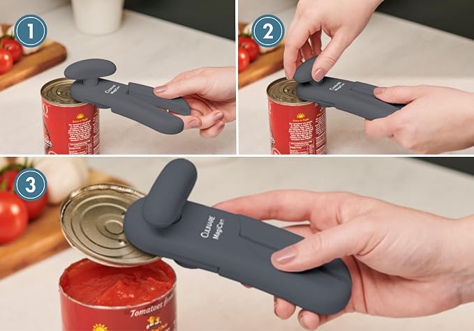 Culinare MagiCan Manual Tin Opener – Stainless Steel Cutting Wheel, Ergonomic Handle for Safe, Easy Can Opening – Lightweight, No Sharp Edges, Grey – Trusted Kitchen Essential | Heavy Duty Stainless Steel Cutting Wheel Suitable For Left And Right Hande...
