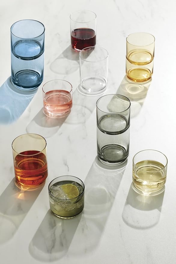 Lenox Tuscany Classics Stackable Highball Glasses, Set of 6 | dishwasher safe | 2.5 inch height | stackable design | 9oz, gift for women, drinking glasses cups, glassware