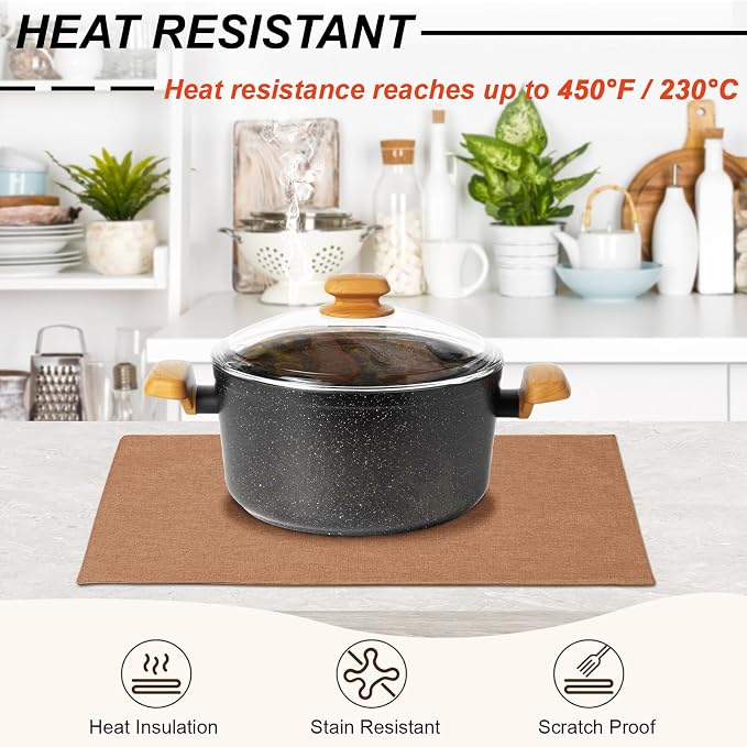 Cloth Placemats Set of 4, Cotton Linen Blend Place Mats, Flaxen | Machine Washable, Double Layered, Heat Resistant, Fabric Dining Table Mats for Kitchen, Indoor & Outdoor, 13" x 19"