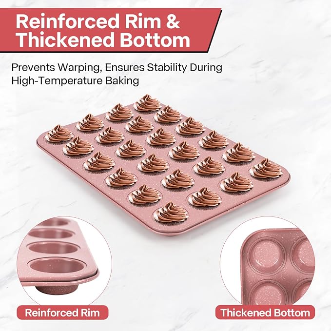 2-Pack Healthy Baking Cupcake Pan| Non Stick 12-Cup Muffin Pan | Durable & Easy Clean Muffin Tin | Perfect for Cupcakes, Muffins (Beige)