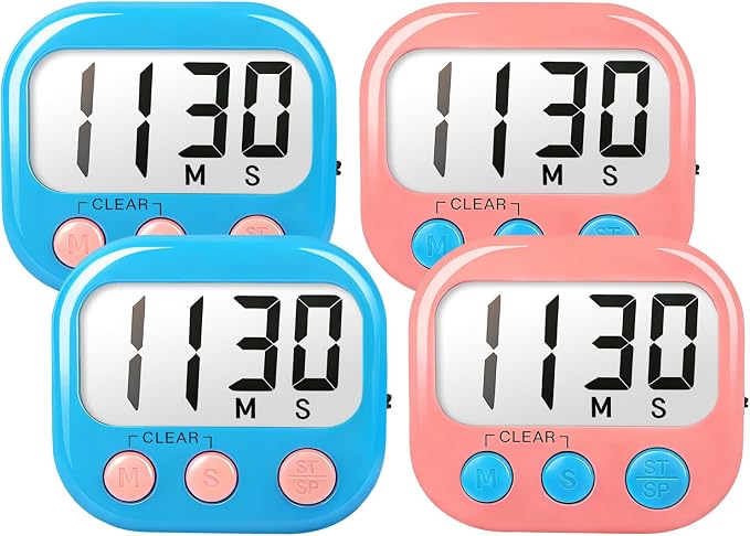 Classroom Timers for Teachers Kids Large Magnetic Digital Timer Teacher Supplies 4 Pack-Blue Pink
