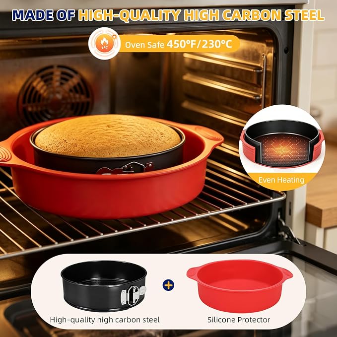 Springform Pan, 3PCS 4,7,9 Inch Cheesecake Pans with Removable Bottom & Leakproof Latch, Round Cake Molds for Baking.