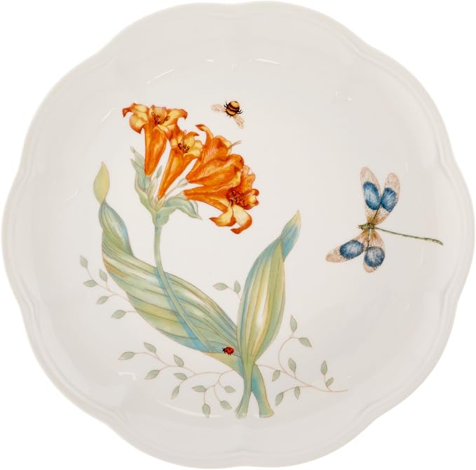 Lenox Butterfly Meadow Porcelain 18-Piece Dinnerware Set for 6 | ceramic, dishwasher safe, microwave safe | plates and bowls sets for kitchen and dining | 10.75 inch plate