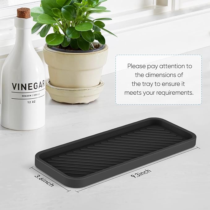 Kitchen Silicone Sink Organizer Tray, Sponge Holder for Sink Caddy（Black） | Silicone Soap/Sink/Drip Tray, Kitchen Sink Organizer, Small Mats for Counter, Soap Dish Tray, Dishwashing Accessories