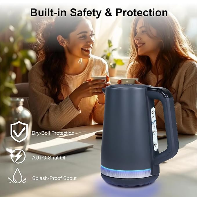 1.7L Electric Kettle with Temperature Control, 1500W Stainless Steel Tea Kettle, LED Display, Keep Warm & BPA Free Hot Water Boiler for Tea & Coffee, Grey