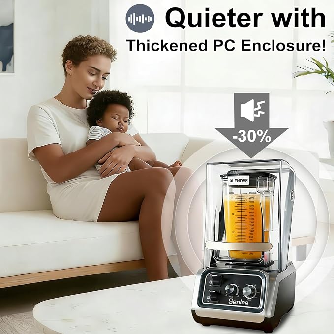 2200W Commercial Blender Quiet Shield Self-Cleaning Ice Crush 80oz Pitcher | 6-Leaf Stainless Steel Blade | Smoothie & Shake Maker for Restaurants, Commercial Kitchens | Heavy-Duty