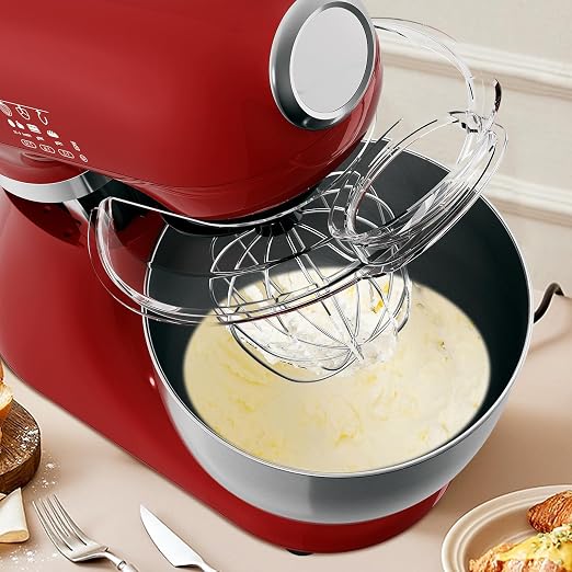 Electactic 5.3 Quart Electric Stand Mixer With 12 Speed, Low Noise | Electric Mixer With Tilt Head, Kitchen Mixer for Daily Use with Egg Whisk, Dough Hook, Flat Beater, Anti-slip Suction Cup