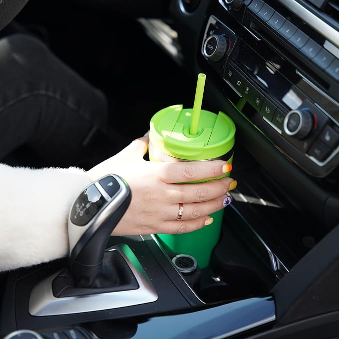 BJPKPK 18 oz Coffee Tumbler with Straw, Insulated Stainless Steel Cup | Double Wall Vacuum, Leak Proof, Keeps Hot/Cold, BPA Free, Dishwasher Safe, Cupholder Friendly, Travel, Bamboo Grove