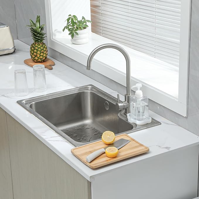 MicoYang Silicone Soap Dish with Drain Spout, Self-Draining Sink Organizer Tray for Bathroom & Kitchen, Sponges, Dispensers & Soap Holder, Non-Slip & Dishwasher Safe, Translucent (Compact, 4.9"×3.2")