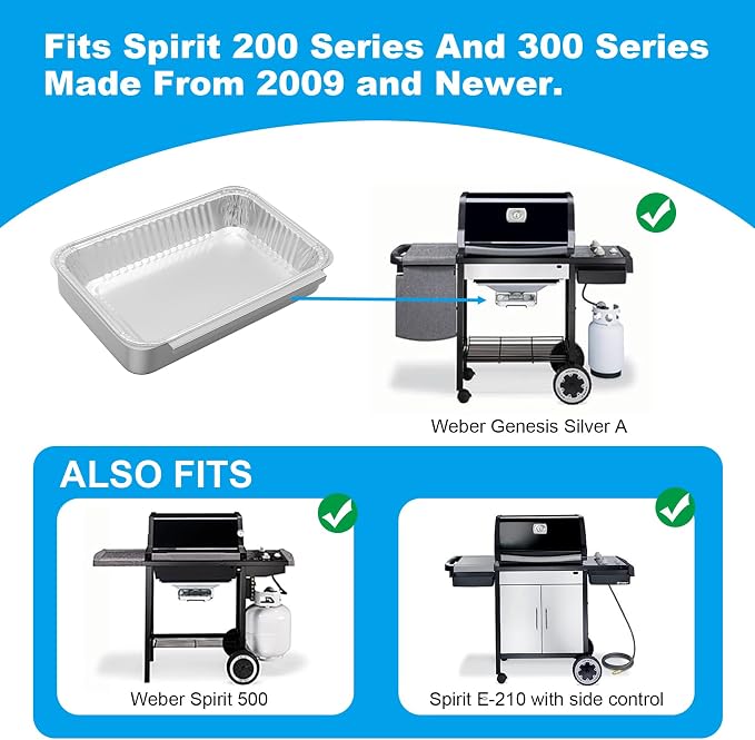 83156 Grease Catch Pan for Weber Spirit 200/300/Genesis II 300 SER Grills | Grill Grease Tray with Disposable Drip Liners for Weber Spirit e-210 e-220 e-310 e-320 e-330 Genesis II e-310/315/325/330/335
