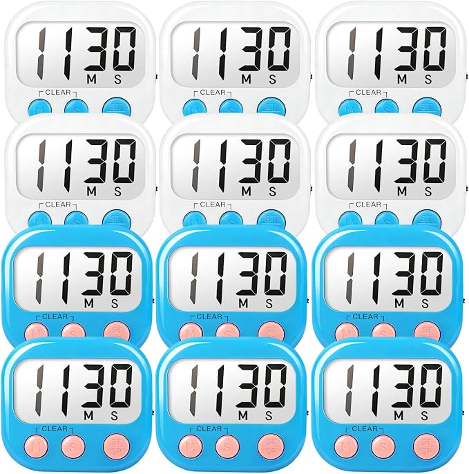 Classroom Timers for Teachers Kids Large Magnetic Digital Timer Teacher Supplies 12 Pack-Blue White