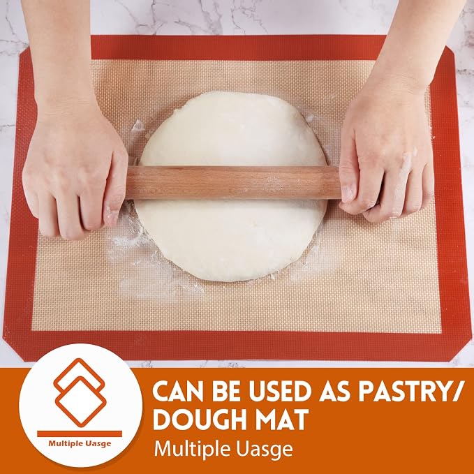 STATINT Silicone Baking Mat, Nonstick Half Sheet Baking Mat, Set of 2 | Premium Food Safe, Dishwasher Safe, Non Slip for Cookie Oven Reusable Mat, 16.5" x 11.6"