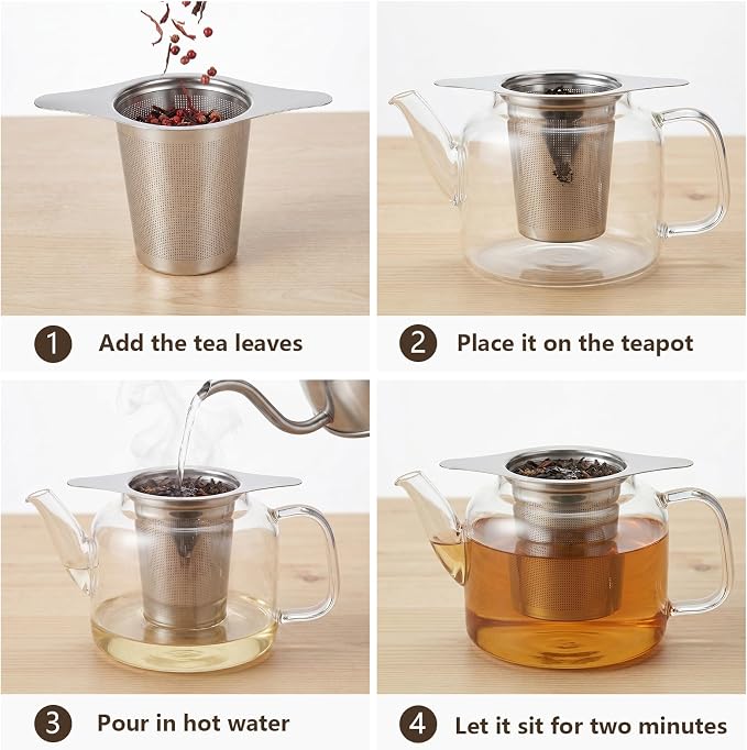 2PCS Stainless Steel Tea Infuser, Extra Fine Mesh with Lid