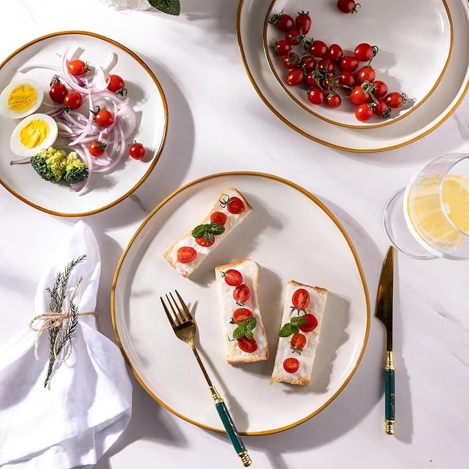AmorArc Ceramic Dinnerware Sets for 4, 12Pcs Plates and Bowls Sets Dishes | Stoneware Handmade Reactive Glaze Dinner Set, Highly Scratch Resistant | Dishwasher & Microwave Safe Dishware
