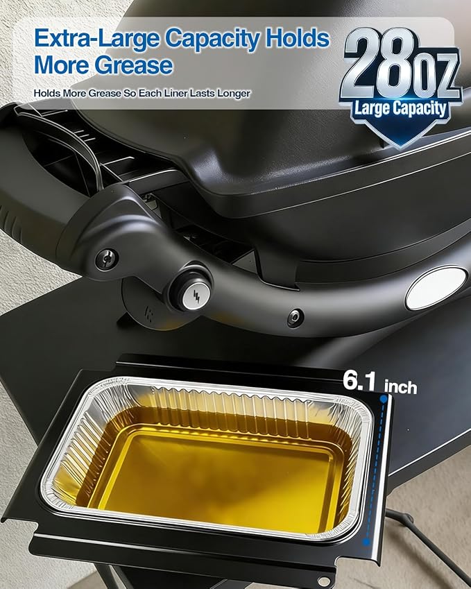 80346 Catch Pan with 20 Pack 6415 Drip Pan Liners for Weber Q100 Q120 Q140 and Q1000 Q1200 Q1400 Series Grills, Grease Tray Catcher for Weber Replacement 80346 41887
