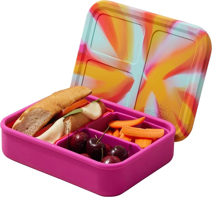 LunchBots Build a Bento 32 oz Platinum Silicone Divided Lunch Box Pink