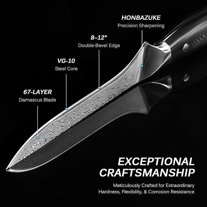 KYOKU Boning Knife - 7" - Shogun Series - Japanese Style VG10 Steel Core Forged Damascus Blade - with Sheath & Case