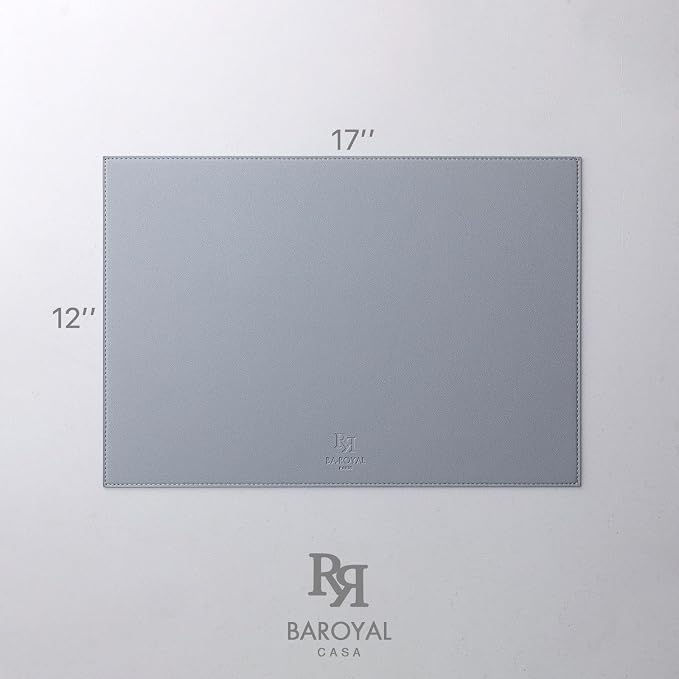 Baroyal Faux Leather Placemats Set of 8 Vinyl Washable Wipeable Table Mats for Kitchen Dining Table Heat Resistant Waterproof Modern Indoor/Outdoor Placemats Non-Slip Easy Clean Place Mats (Gray)