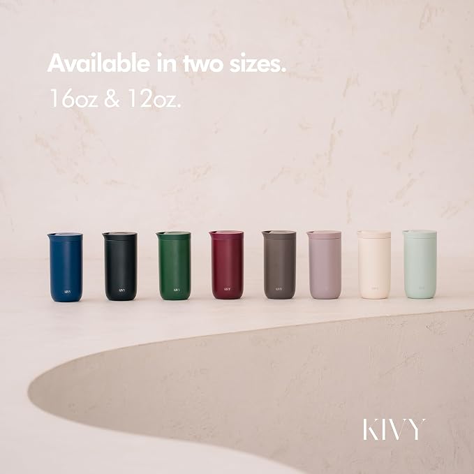 KIVY Travel Coffee Mug Tumbler [24h Cold | 6h Hot] Insulated Coffee Tumbler Stainless Steel - Leak Proof Coffee Travel Mug - 16oz Insulated cup to go for hot & cold drinks - Cups for Women & Men