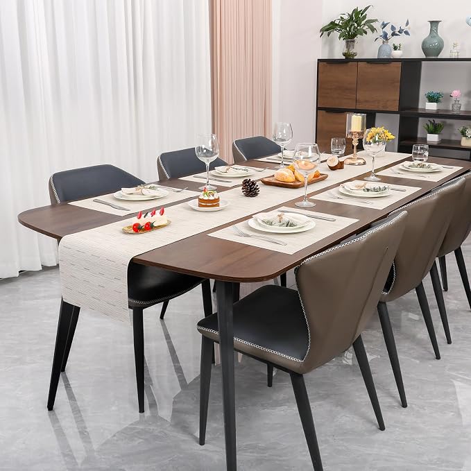 Myir JUN Placemats Set of 6 Kitchen and Dining Table Placemats | Vinyl Placemats Place Mats Indoor/Outdoor Set of 6 Washable Table Mats Non-Slip Place mats for Dining Table, Off White