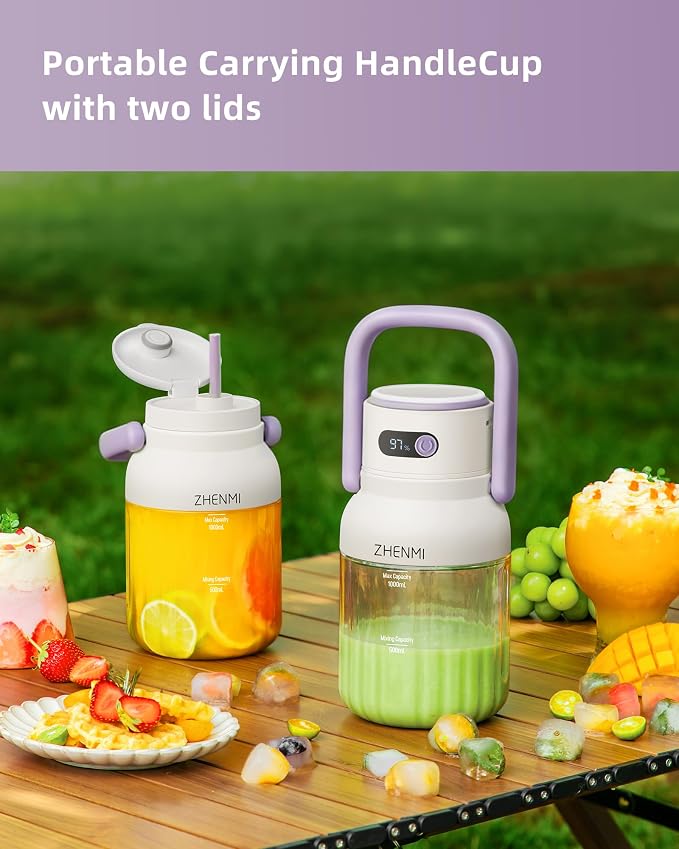 Portable Blender, Personal Smoothie & Shake Blender, 33oz BPA-Free Vessel, Leakproof Lid with Sip Spout, USB-C Rechargeable, Detachable & Easy-to-Clean, Purple
