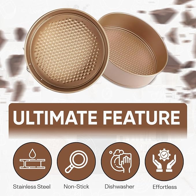Good Dee's Circle Springform Cake Pan 8.5'' - Non Stick Ceramic Coating - Free From Chemicals - Perfect for Birthday Cakes, Tartes, & More - Cream